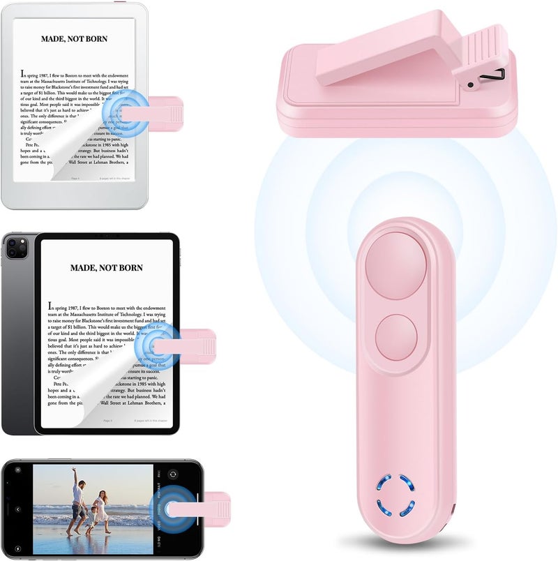 LANGREE Remote Page Turner for Kindle Paperwhite Oasis Kobo eReaders, Kindle Accessories, Page Turner Clicker for ipad Tablets Phone Reading Novels Taking Photos, Kindle Remote with Power Display Pink - Image 1